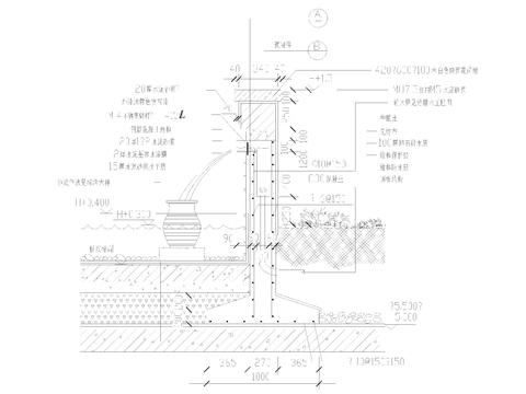 挡土墙 院墙立面节点大样图 