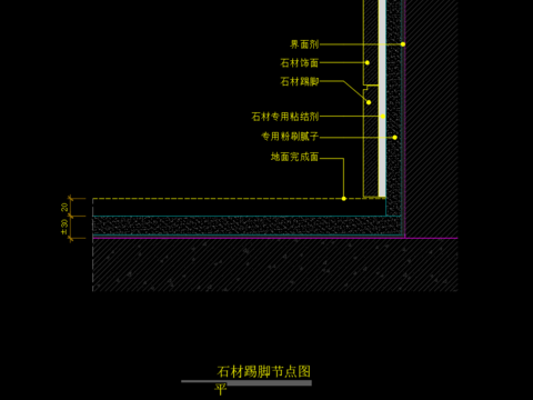  石材踢脚节点图CAD施工图 