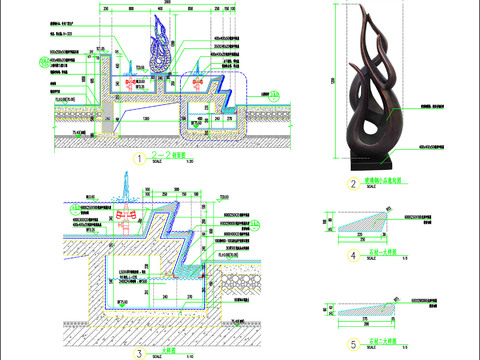  琉璃钢小品 水景节点大样 