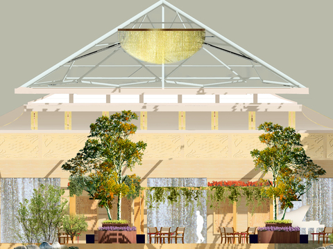  某宾馆四季厅室内装修图cad施工图 