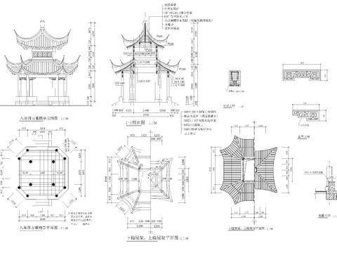  八角亭cad大样图 
