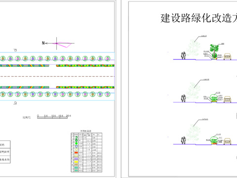  市區(qū)某道路的綠化改造方案CAD施工圖 