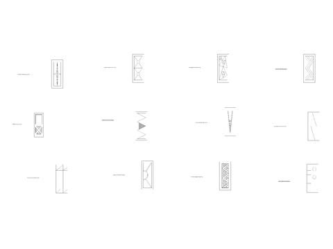  现代几何组合纹理隔断 屏风cad图库 