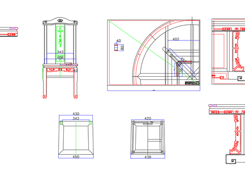  中式餐桌椅cad详图 