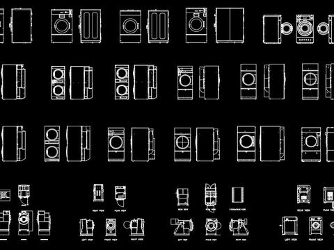  洗衣干衣机cad图库 