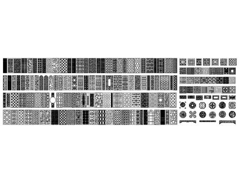  现代花格雕花CAD图库 