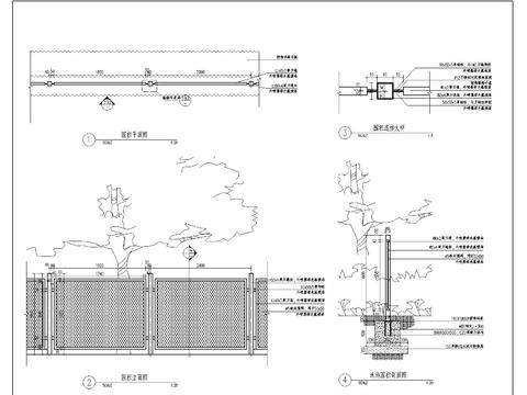  围栏详图 立面节点大样图 