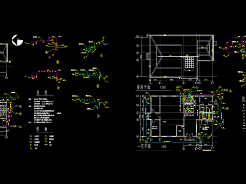  建筑办公室排水系统cad图库 