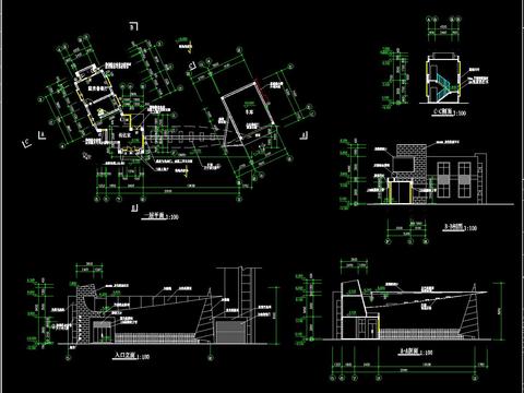  小区门头cad施工图 