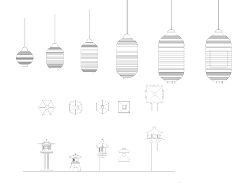  日式灯具CAD图库 