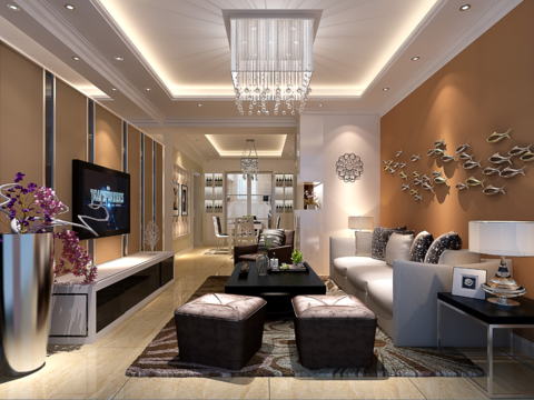  海德城现代简约客餐厅卧室CAD施工图 