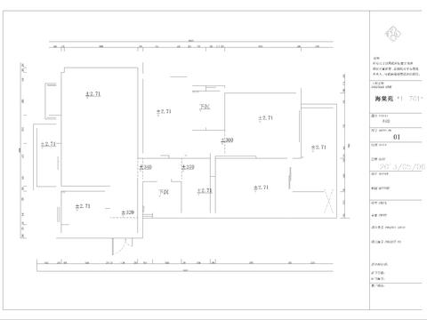  海棠苑  1 701装修设计cad施工图 
