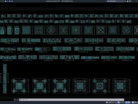  中式花格雕花cad图库 