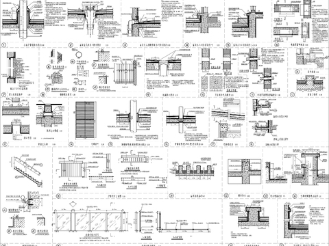  建筑通用大样图，屋面防水，穿楼板管道节点大样 