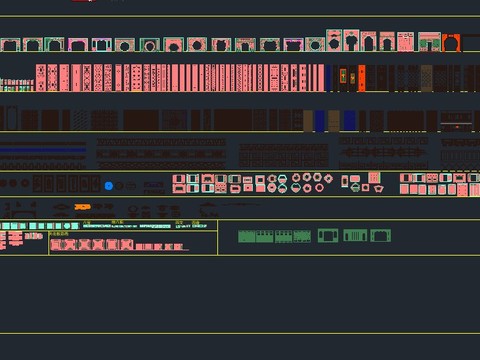  中式雕花 屏风  图块中式配件 