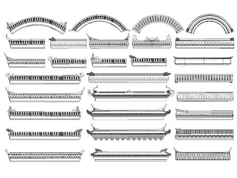  中式檐线cad图库 