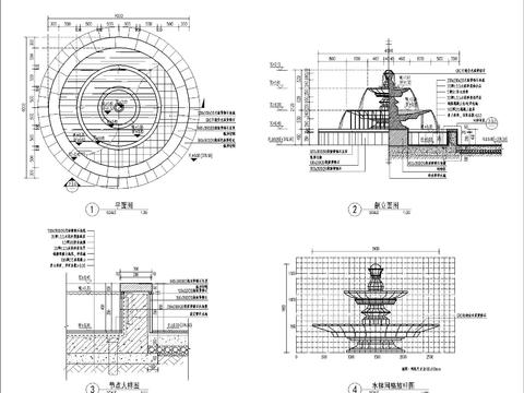  泳池旁水景cad大样图 