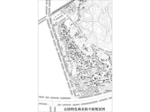  公園特色商業(yè)街CAD施工圖 