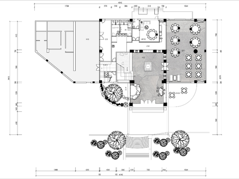  两层私房菜餐厅cad平面图 