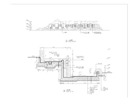  入口特色跌水详图 平面剖面节点大样图 