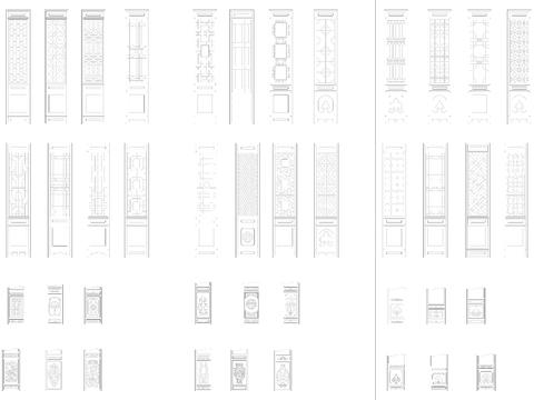  中式门屏风雕花隔断门头窗户节点大全 