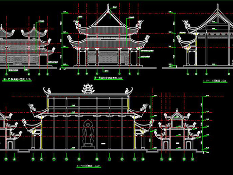  寺廟cad施工圖 