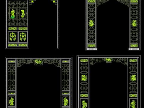  木垭口隔断花格cad图库 