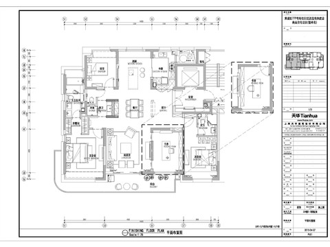  中式样板间-黄浦6-1户型全套施工图+设计方案+效果图+实景图 