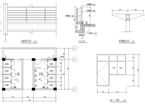  走廊栏杆cad大样图 