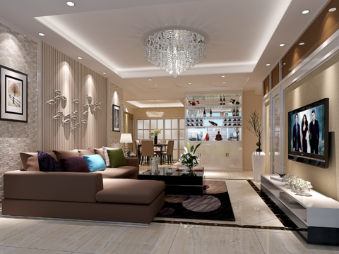  金色港湾现代简约客餐厅卧室CAD施工图 