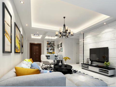  星洲城市现代客餐厅卧室CAD施工图 