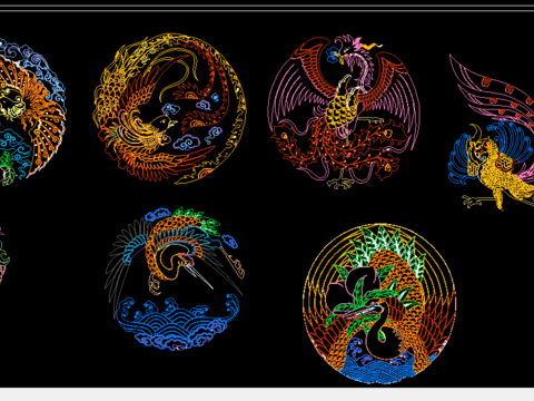  祥瑞图案cad图库 