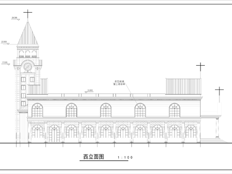  基督教堂建筑CAD施工圖 