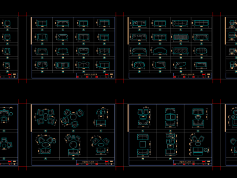  沙发平面立面CAD图库 