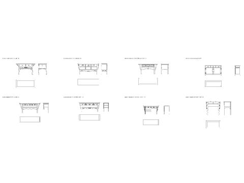  中式带抽屉边柜平面图cad图库 