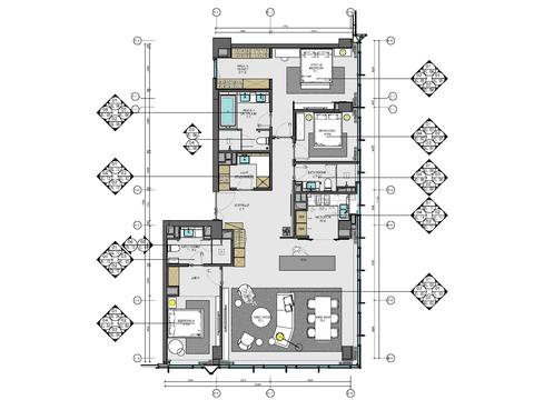  160㎡家裝私宅大平層cad施工圖 