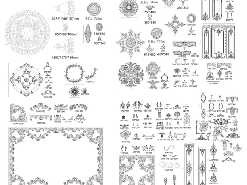  别墅法式拼花cad图库 