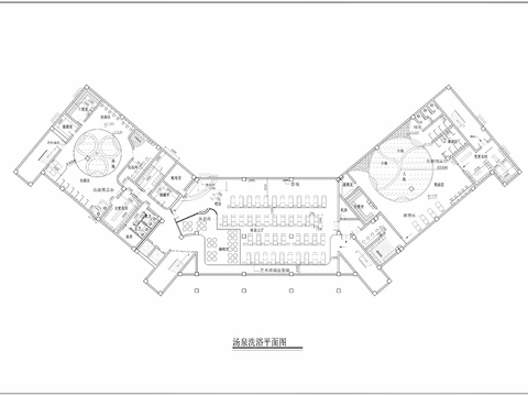  1450㎡汤泉 洗浴 水疗会所CAD施工图 