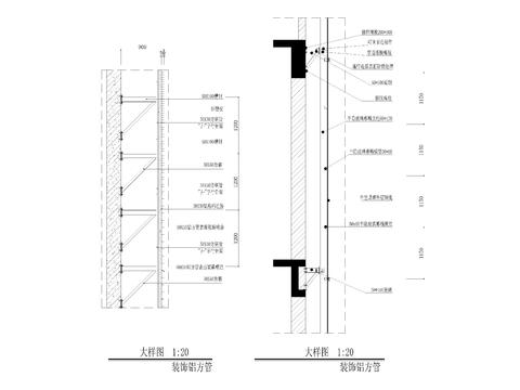  铝方管施工cad大样图 