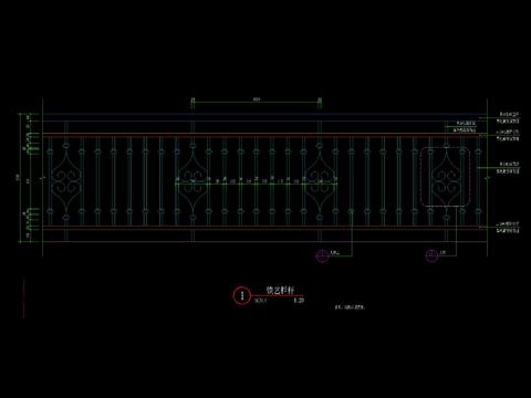  欧式建筑铁艺栏杆CAD施工图 