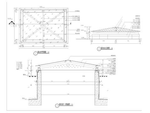 采光井 平面剖面图 节点大样图 