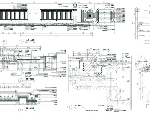  水景墙工程节点大样 