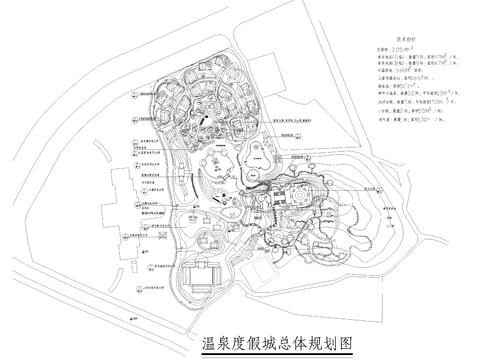  温泉度假城总体规划图和水泵房cad施工图 