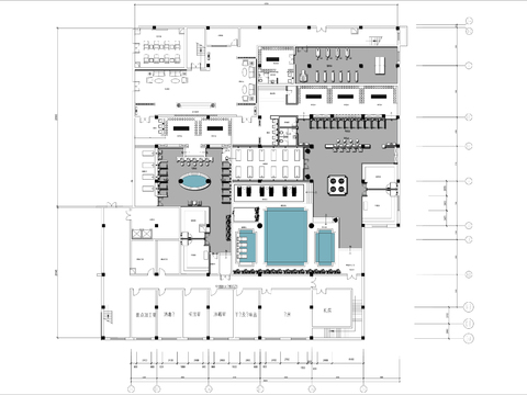  2000㎡桑拿洗浴中心cad平面图 