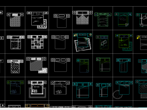  室内平面床CAD图库 