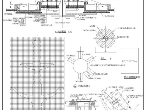  噴泉水池cad施工圖 