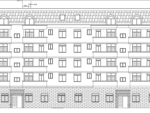  商住楼方案CAD平立面图 
