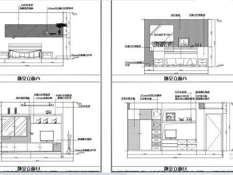  精美卧室装修布置 卧室 床cad图库 