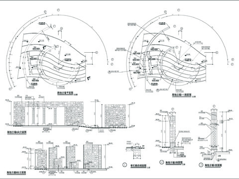  海蚀古墙详图CAD施工图 