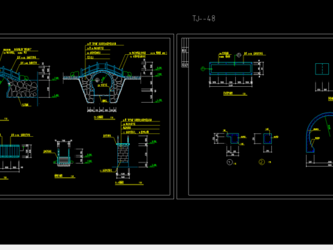  拱桥施工cad大样图 